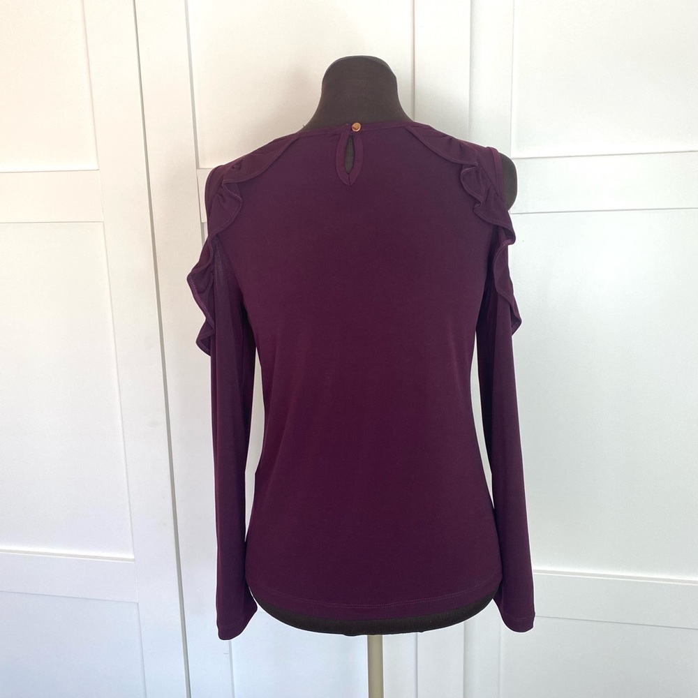 Ivanka Trump Cold Shoulder Ruffle Top Blouse - Picture 6 of 11